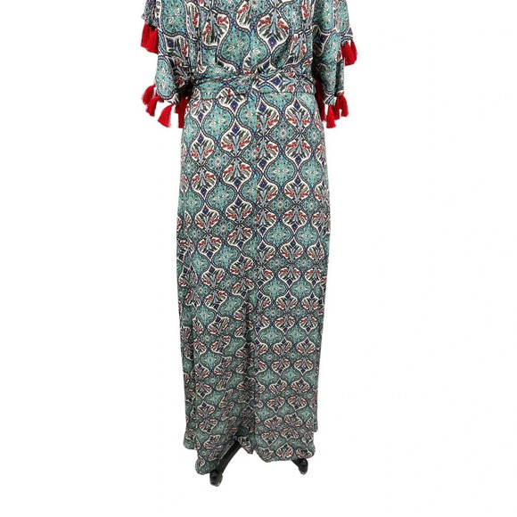 Anthropologie Sachin & Babi Maxi Dress Tassel Abstract Print Blue Red Size 8 - Picture 5 of 16